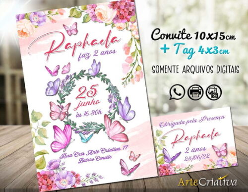CONVITE DIGITAL C/TAG Borboleta e Flor 4