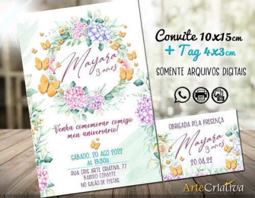 CONVITE DIGITAL C/TAG Borboleta e Flor 7