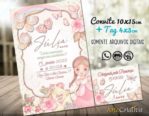 CONVITE DIGITAL C/TAG Borboleta e Flor 8