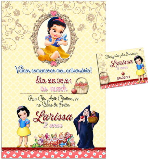 CONVITE DIGITAL C/TAG Branca de Neve Baby