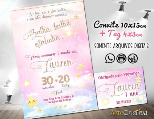 CONVITE DIGITAL C/TAG Brilha Brilha Estrelinha 2