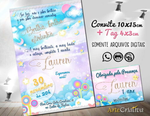 CONVITE DIGITAL C/TAG Brilha Brilha Estrelinha