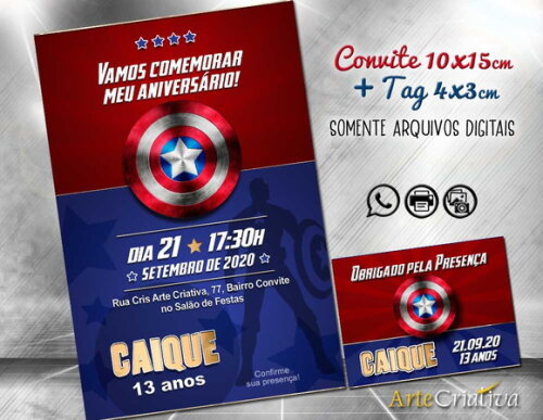 CONVITE DIGITAL C/TAG Capitão América 2