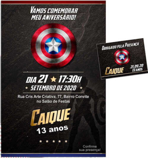 CONVITE DIGITAL C/TAG Capitão América 3