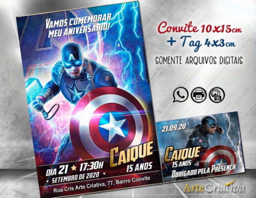CONVITE DIGITAL C/TAG Capitão América 4