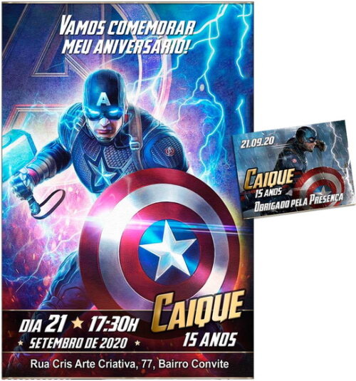 CONVITE DIGITAL C/TAG Capitão América 4