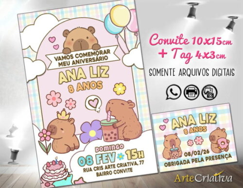 Convite Digital C/tag Capivara