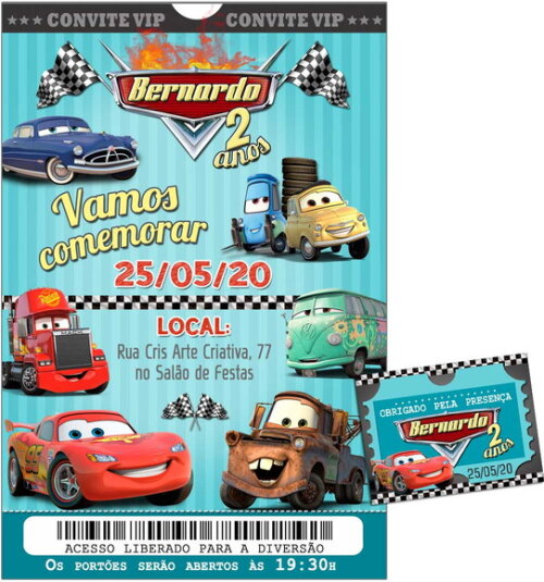 CONVITE DIGITAL C/TAG Carros ingresso