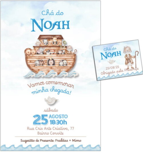 Convite Digital C/tag Chá de Bebê Arca de Noé Menino 4
