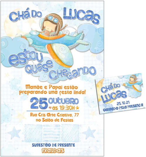 CONVITE DIGITAL C/TAG Chá de bebê Aviãozinho 3