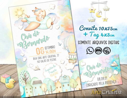 CONVITE DIGITAL C/TAG Chá de bebê Aviãozinho 5