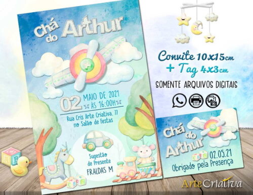 CONVITE DIGITAL C/TAG Chá de bebê Brinquedos