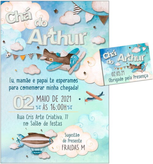 CONVITE DIGITAL C/TAG Chá de bebê Aviãozinho 7