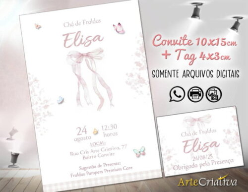 Convite Digital C/tag Chá de Bebê Coquette