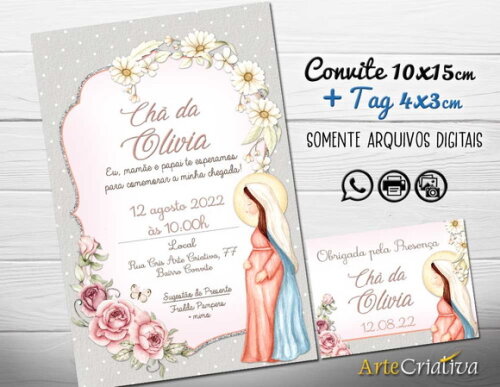 Convite Digital C/tag Chá De Bebê Maria
