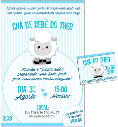 CONVITE DIGITAL C/TAG Chá de bebê Menino Ovelha 2