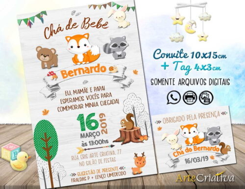 CONVITE DIGITAL C/TAG Chá de bebê Menino Raposa 4