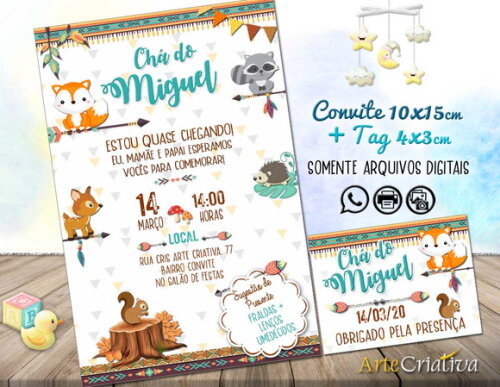 CONVITE DIGITAL C/TAG Chá de bebê Menino Raposa 3