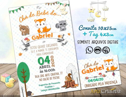 CONVITE DIGITAL C/TAG Chá de bebê Menino Raposa 6