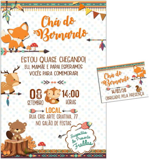 CONVITE DIGITAL C/TAG Chá de bebê Menino Raposa 5