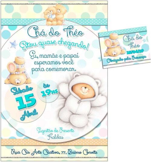 CONVITE DIGITAL C/TAG Chá de bebê Menino Ursinho 2