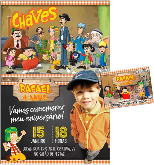 CONVITE DIGITAL C/TAG Chaves Chalk com foto