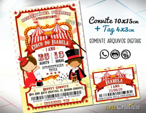 CONVITE DIGITAL C/TAG Circo Ingresso Menina 3