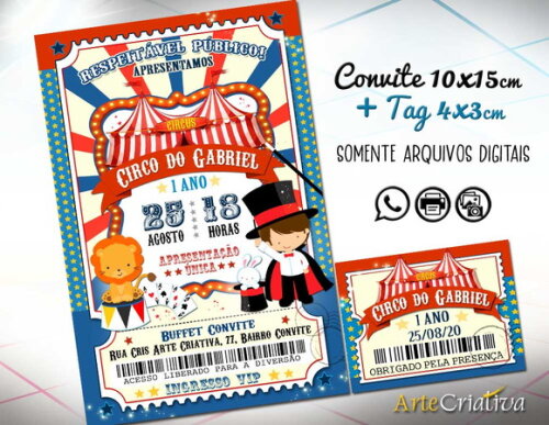 CONVITE DIGITAL C/TAG Circo Ingresso Menino 1