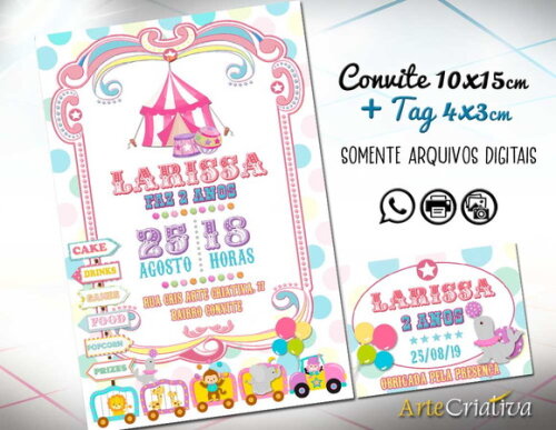 CONVITE DIGITAL C/TAG Circo Menina 4