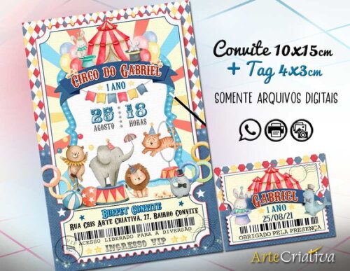 CONVITE DIGITAL C/TAG Circo Menino Ingresso