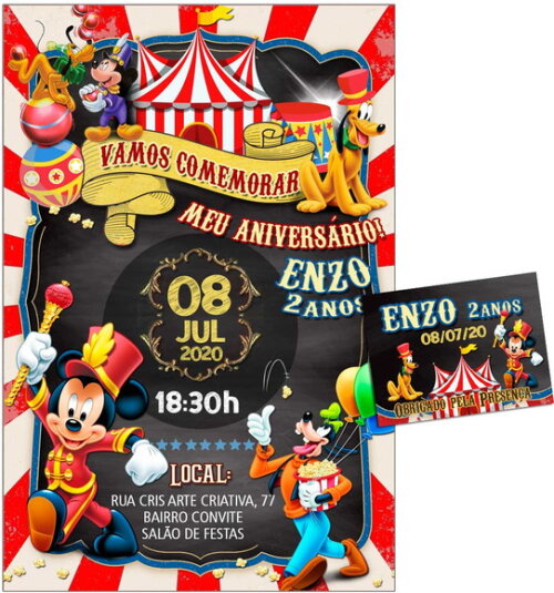 CONVITE DIGITAL C/TAG Circo Mickey Mouse 2