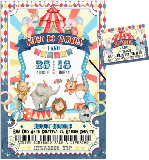 CONVITE DIGITAL C/TAG Circo Menino Ingresso