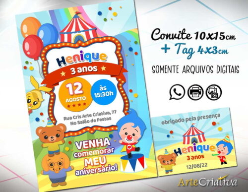 Convite Digital C/tag Circo Um Herói Do Coração