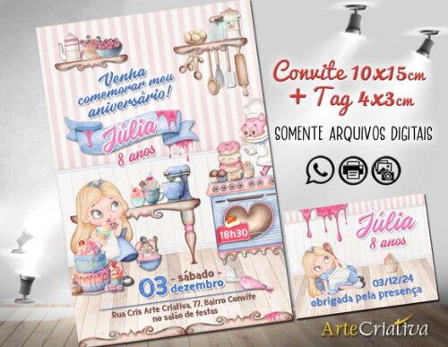 Convite Digital C/tag Confeitaria Princesa Alice