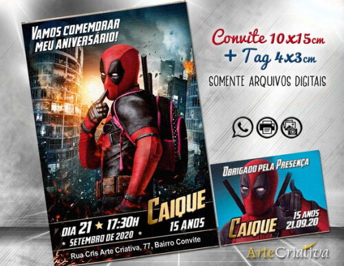 CONVITE DIGITAL C/TAG DeadPool 2
