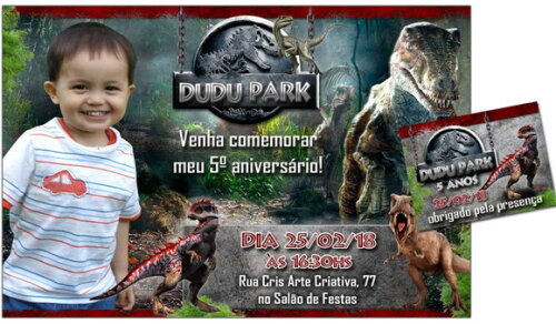 CONVITE DIGITAL C/TAG Dinossauro Jurassic Park