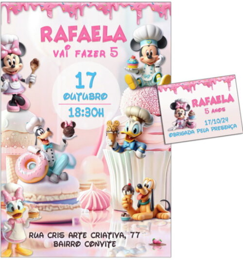Convite Digital C/tag Doceria Turma Mickey