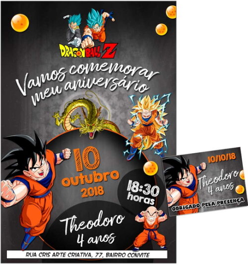 CONVITE DIGITAL C/TAG Dragon Ball Chalk