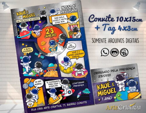 CONVITE DIGITAL C/TAG Espaço Astronauta Gibi