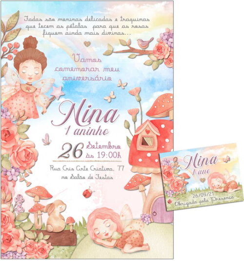 CONVITE DIGITAL C/TAG Fada e Flor 6