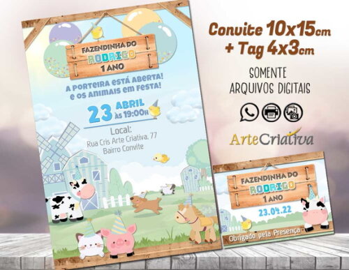 CONVITE DIGITAL C/TAG Fazendinha Candy Menino 1