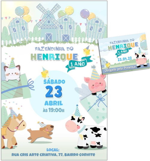 CONVITE DIGITAL C/TAG Fazendinha Candy Menino 2