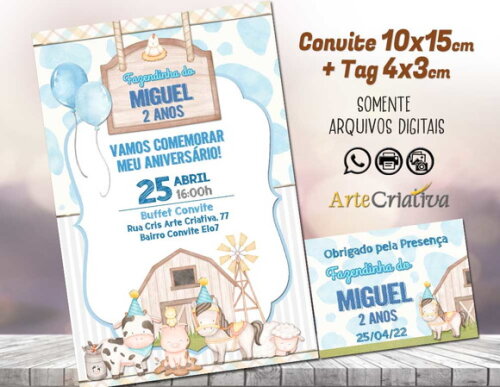 CONVITE DIGITAL C/TAG Fazendinha Candy Menino 3