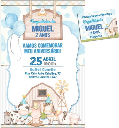 CONVITE DIGITAL C/TAG Fazendinha Candy Menino 3