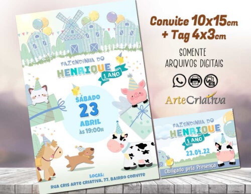 CONVITE DIGITAL C/TAG Fazendinha Candy Menino 2