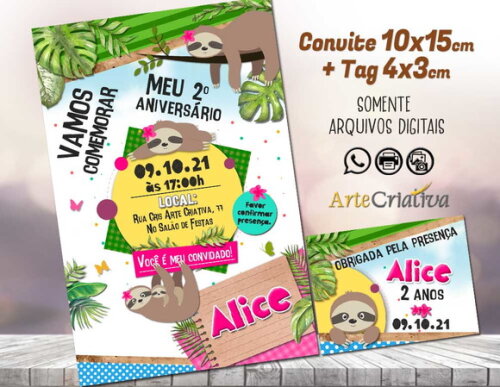 CONVITE DIGITAL C/TAG Festa Bicho Preguiça 1