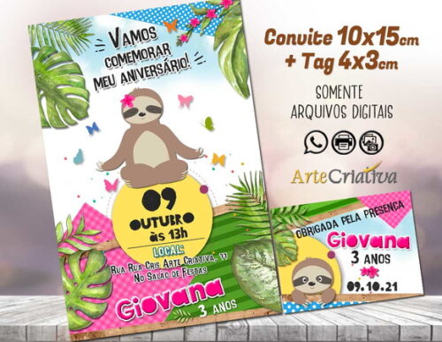 CONVITE DIGITAL C/TAG Festa Bicho Preguiça 2