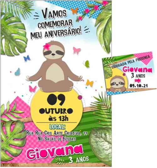 CONVITE DIGITAL C/TAG Festa Bicho Preguiça 2