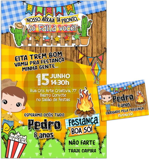 CONVITE DIGITAL C/TAG Festa Junina Menino 7
