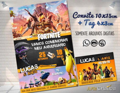 CONVITE DIGITAL C/TAG Fortnite